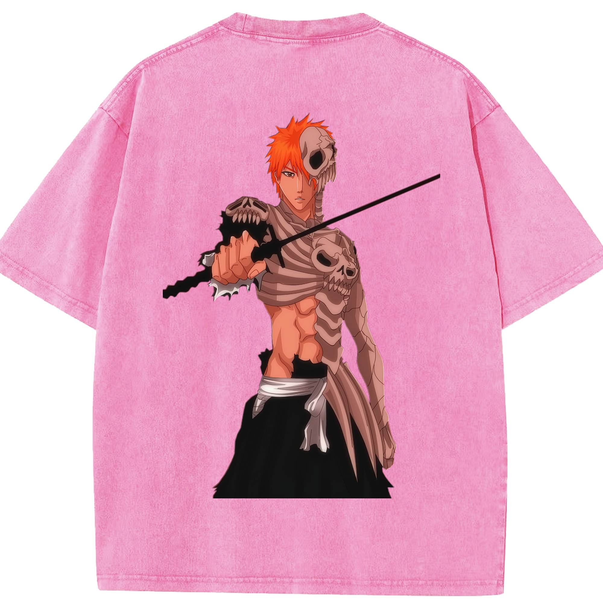 （画像用） ブリーチ 黒崎一護（くろさき いちご）BLEACH Kurosaki Ichigo 綿100% ヴィンテージ風 半袖Tシャツ（背面プリント）
